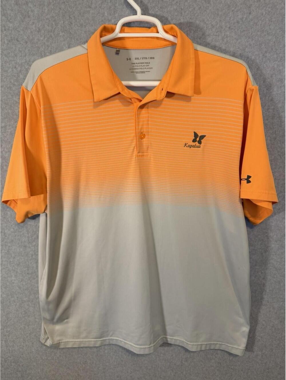 Under Armour The Playoff Polo Shirt Mens 2XLOrange Gray Stretch Golf Performance